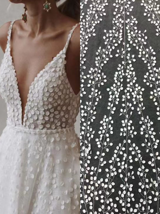 Embroidered leaf lace